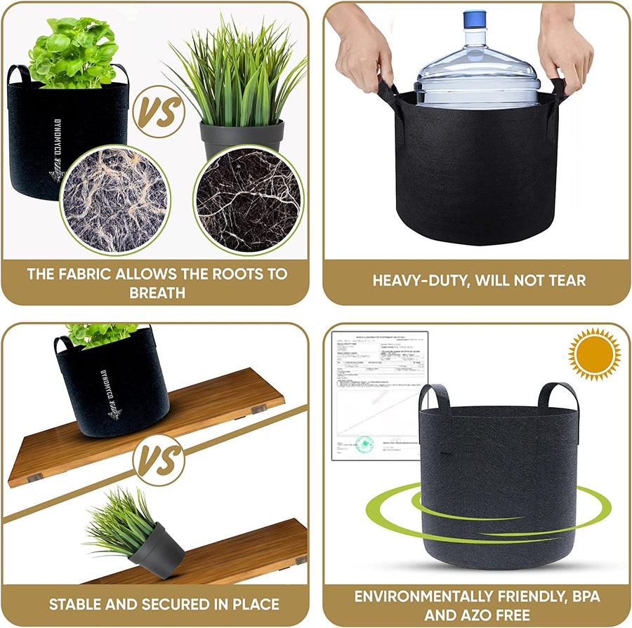 5 gallon plant grow bags DYNOMYCO 5 Gallon Plant Grow Bags (Six Pack)