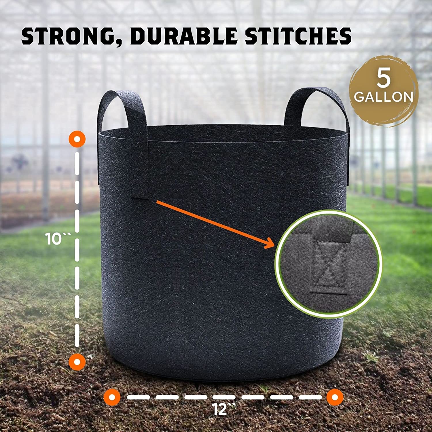 tree plant bag DYNOMYCO 5 Gallon Plant Grow Bags (Six Pack)